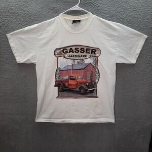 Vintage Hardware Store Shirt Adult Large White Farm Truck Retro Workwear Y2K